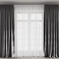 Gray Curtains With White Sheer Panels For Bright Window In Elegant Room