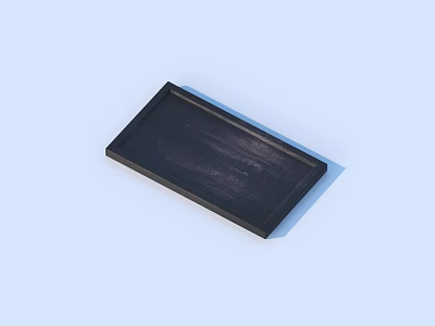 Sleek Black Rectangular Tray with Modern Minimalist Design on Light Blue Background 3d model