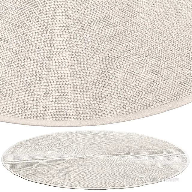 Beige Round Carpet With Woven Texture Soft Surface For Home Decor 3d model