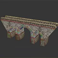 Ancient Style Stone Brick Arch Bridge With Three Arches And Support Piers