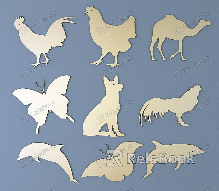 Animal silhouette metal carved animal pattern model