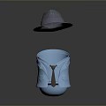 Blue Shirt Shaped Storage Box With Tie Decoration And Gray Straw Hat