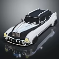 Classic Black And White Vintage Car With Roof Rack And Retro Design