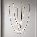 Stylish Modern Chandeliers Featuring Metallic Circular Curved LED Light Designs 3d model