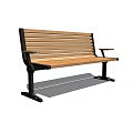Sturdy Industrial Outdoor Bench With Wooden Slat Seat And Black Metal Frame Armrests