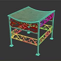 Ornate Metal Side Table With Intricate Scrollwork And Two Tiered Shelf Design