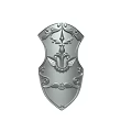 Ornate Silver Shield with Intricate Spiked Top Curved Patterns and Winged Designs