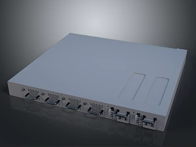 Gray Network Server With Flat Design Multiple Ports And Vents For Computer Hardware 3d model