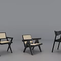 Set of Three Modern Leisure Chairs Featuring Wooden Frame and Diverse Designs