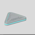 Modern Triangular Equipment Featuring Silver Surface Blue Illuminated Edges And Internal Geometric Lines