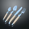 Elegant Modern Cutlery Set With Wooden Handles And Stainless Steel Spoons Fork Knife