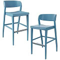 Two Blue Modern Bar Stools Featuring Stylish Design And Sleek Structure 3d model