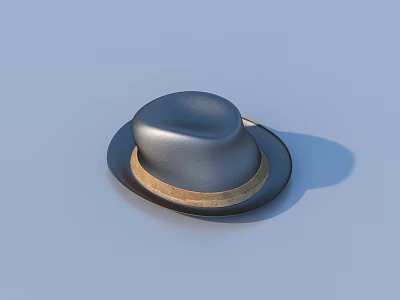 Stylish Dark Hat With Light Brown Band As Fashionable Daily Accessory 3d model