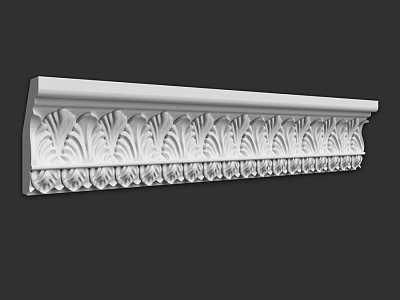 White Decorative Architectural Component With Intricate Carved Leaf Patterns And Ornate Edge 3d model