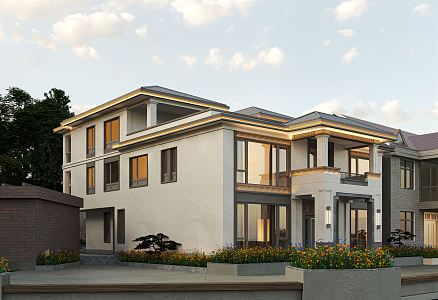 New Chinese-style single-family villa self-built villa 3d model