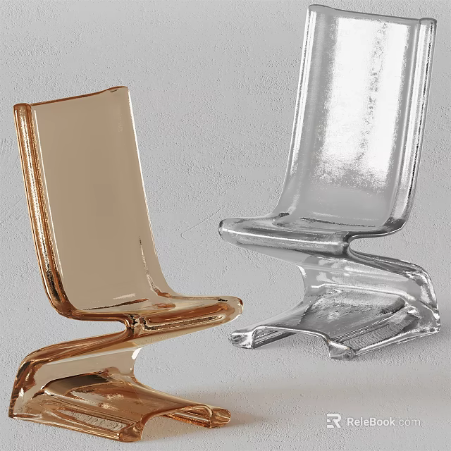 Modern Leisure Chair In Rose Gold And Silver With Sleek Metallic Frame Design 3d model 