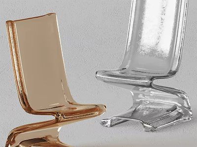 Modern Leisure Chair In Rose Gold And Silver With Sleek Metallic Frame Design 3d model
