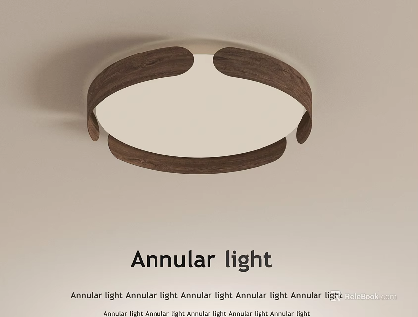 Modern Annular Light Ceiling Fixture With Wooden Accents And White Shade 3d model 