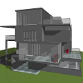 Modern Detached Villa Exterior Design With Multi Level Structure Glass Balcony And Green Lawn
