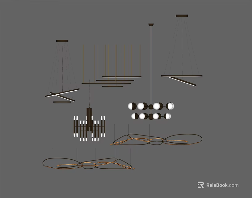 Modern Irregular Shaped Chandeliers With Unique Design For Interior Decor 3d model