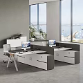 Modern Spacious Public Office Area Equipped With Functional Workstations And Large Panoramic Seaview Windows