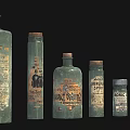 Vintage Medical Instruments Green Glass Bottles With Antique Labels For Early Medicine Storage