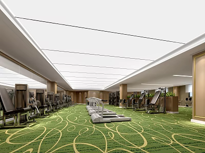 Modern Fitness Gym Interior With Various Workout Equipment And Spacious Layout 3d model