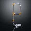 Industrial Metal Pipes With Brass Fittings Curved Sections And Reflective Surface Design