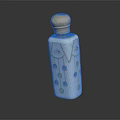 Elegant White Snuff Bottle With Golden Lid Floral Patterns And Bead Designs