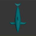 Detailed 3D Blue Dolphin Model on Dark Background with Shiny Reflection