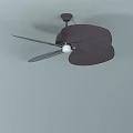 Modern Air Conditioner Fan With Ceiling Mounted Black Blades And Contemporary Design