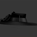 Elegant Black Dome Top Wide Brim Hat With Curved Decorative Accents