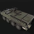 Modern Military Tank With Wheeled Design Green Armor And Turret Machine Gun