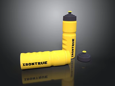 Yellow IronTrue Water Bottle With Screw Cap And Textured Grip For Daily Use 3d model