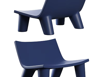 Modern Blue Leisure Chair With Minimalist Design Plastic Construction And Thick Supportive Legs 3d model
