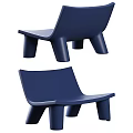 Modern Blue Leisure Chair With Minimalist Design Plastic Construction And Thick Supportive Legs