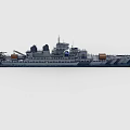 Detailed Warship Model With Deck Equipment And Cargo Boxes On 3d model