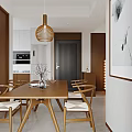 Modern Living and Dining Room Interior With Beige Sofa Wooden Coffee Table And Pendant Light