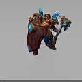 Armored Fantasy Warrior With Mythical Creature Inspired Armor Shield And Glowing Battle Axe
