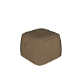 Brown Leather Ottoman Square Design With Stitching Details And Handle For Living Room