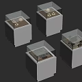 Modern Display Cases With Glass Covers And Concrete Bases For Exhibits