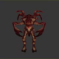 Fierce Multi Limbed Monster Character With Red Yellow Exoskeleton And Spiked Appendages 3d model