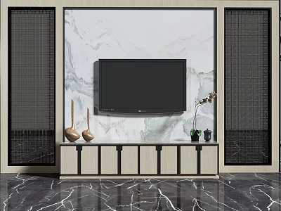 New Chinese TV background wall 3d model