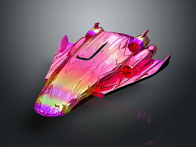 Futuristic Iridescent Sci Fi Vehicle With Pink Purple Orange Gradient And Sleek Metallic Design 3d model