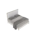 Elegant Modern Double Bed Design With Gray Bedding And Metal Frame 3d model