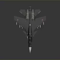 Detailed Military Fighter Jet Model With Black Body White Nose And Cockpit