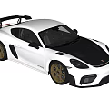 White Sports Car With Black Roof Gold Wheels And Rear Spoiler