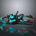 Futuristic Mechanical Weapon Design With Turquoise Accents And Brown Claw Structure