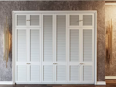 White Storage Cabinet With Louvered Doors For Modern Interior Home Decor 3d model