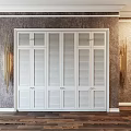 White Storage Cabinet With Louvered Doors For Modern Interior Home Decor